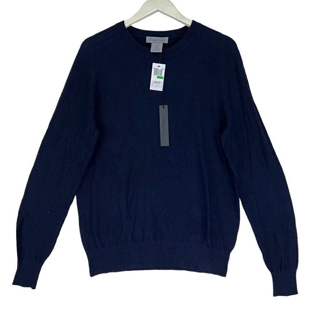 New Dylan Gray Men Sweater Navy Crewneck Sweatshirt Long Sleeves US L MSRP $148